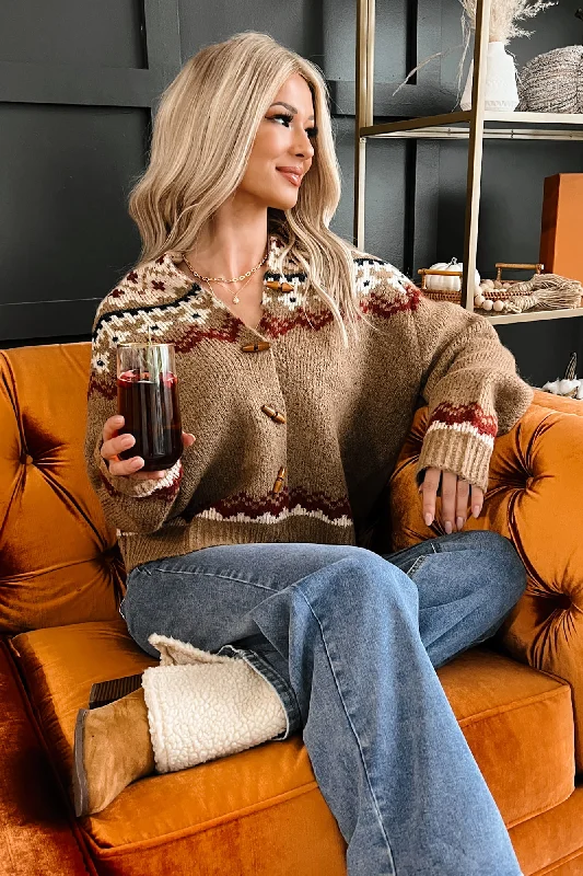 Weekend Offers That Amaze Bavarian Beauty Fair Isle Cardigan (Brown Combo)