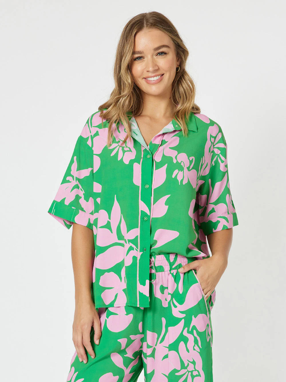 Online Deal Spring Print Shirt - Emerald