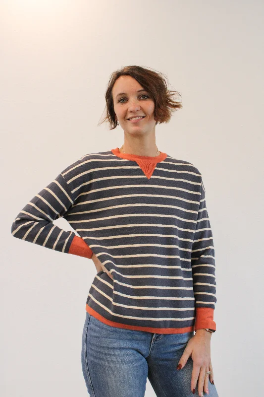 Instant Savings REMI OVERSIZED CONTRAST CREW SWEATER
