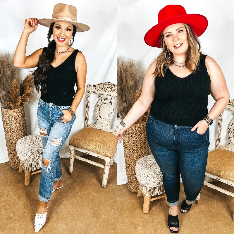 Quick Sale Forever Famous Cropped Sweater Tank Top in Black