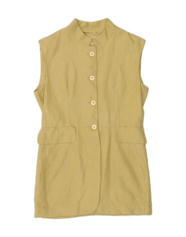 Deal Alert VINTAGE Womens Longline Sleeveless Blazer Jacket IT 42 Medium Beige Linen Deal Alert VINTAGE Womens Longline Sleeveless Blazer Jacket IT 42 Medium Beige Linen