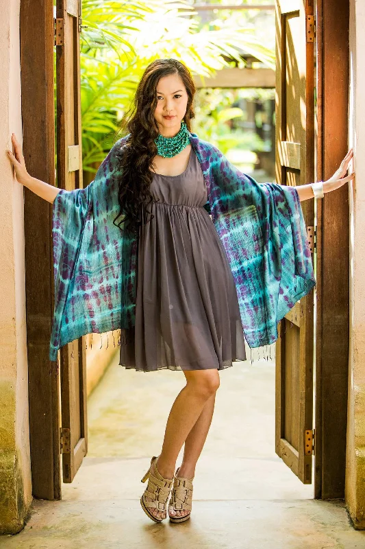 Weekend Specials to Savor Purple Reflecting Pools Silk Tie Dye Shawl