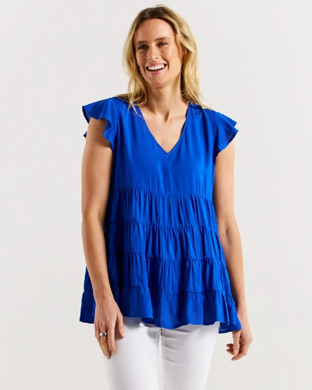Midnight Madness Danica Frill Top - Cobalt Blue