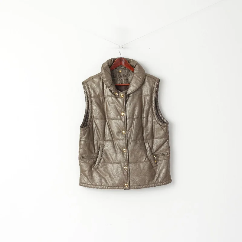 Weekend Deals That Impress Carnaby's Collection Women 40 L Bodywarmer Brown Gold Leather Padded Retro Snaps Vest Weekend Deals That Impress Carnaby's Collection Women 40 L Bodywarmer Brown Gold Leather Padded Retro Snaps Vest