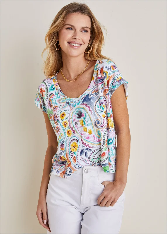 Shop and Save Scoop Neck Tee - Fiesta Floral