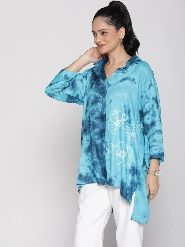 Early Access SkyBlue TieDye ShirtTop - FloraGlow