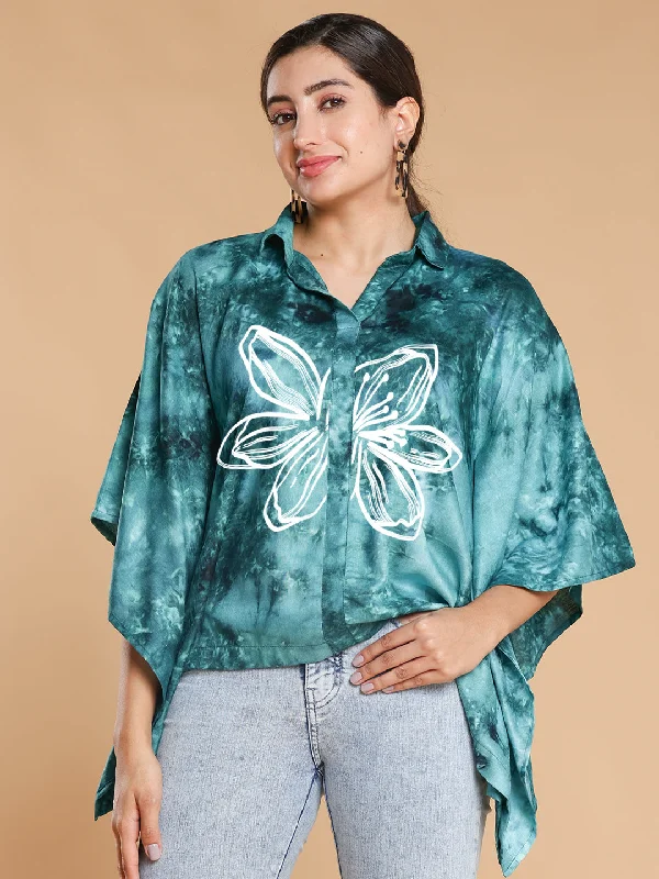 Weekend Deals That Dazzle Teal Rayon TieDyeTop- Floracrylic